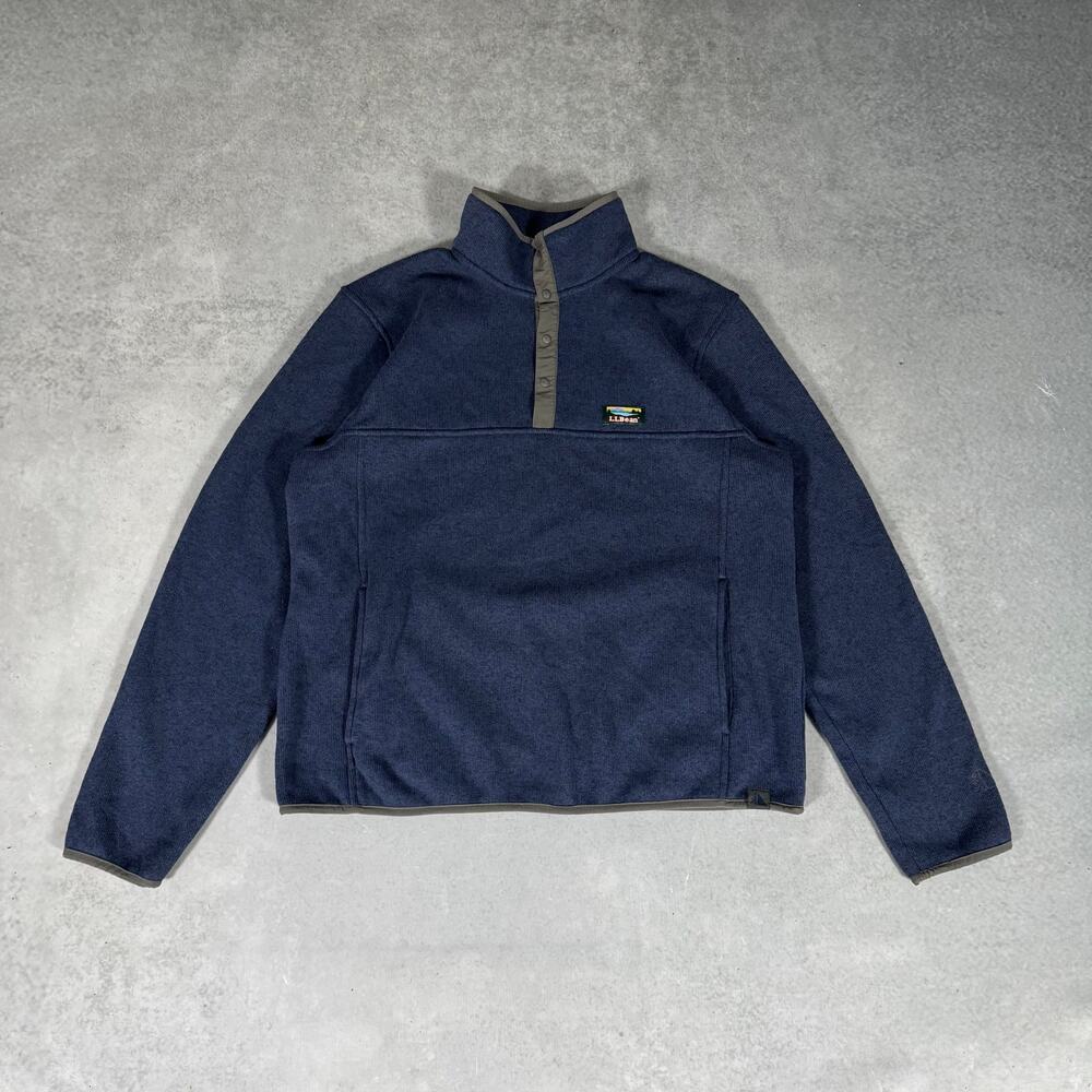 L.L.Bean Snap Neck Fleece Pullover Navy - Size: L REG